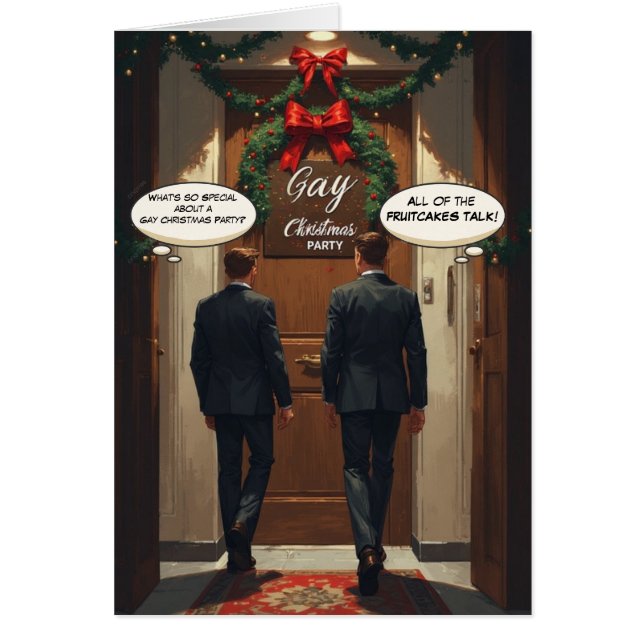Soirée Fruitcake : Drôle Gay Christmas Card (Devant)