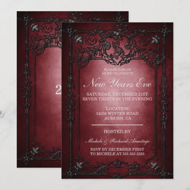Soirée gothique Nouvel An Invitation (Devant / Derrière)