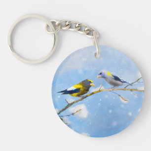 Soirée Grosbeak Peinture - Cute Original Chien Art