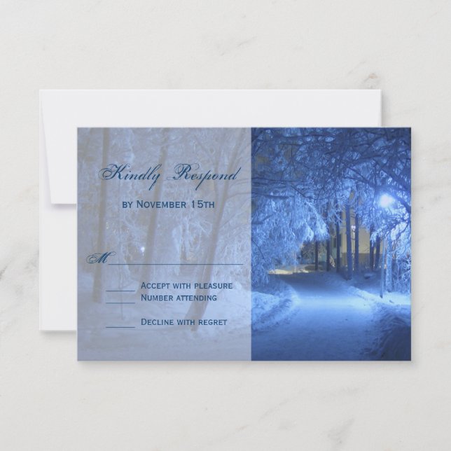 Soirée hiver Mariage neige Cartes RSVP (Devant)