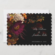 Soirée Moody foncé Automne Mariage Floral Carte RS