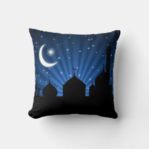 Soirée Mosquée Silhouette Bleue - Coussin