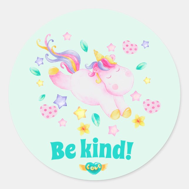 Sois Génial ! Sticker pour enfants Unicorn mignon (Devant)