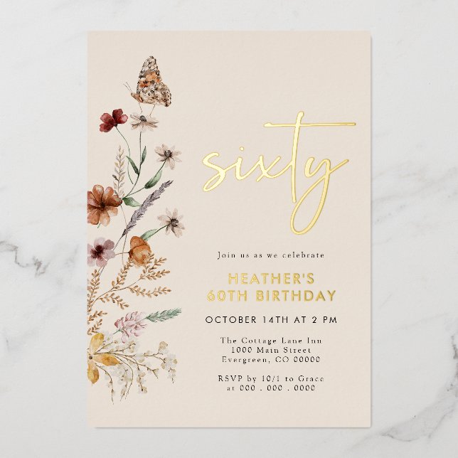 Soixante Anniversaire Invitation Foil (Recto)