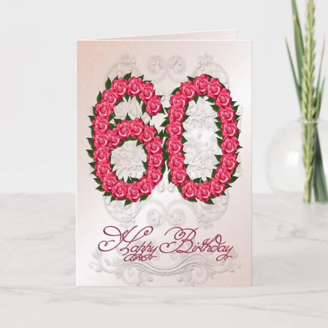 soixantième carte d'anniversaire avec les roses et (Devant)