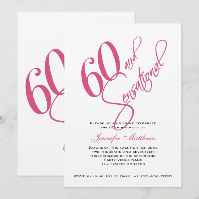 Soixantième invitations d'anniversaire d'argent (Devant / Derrière)