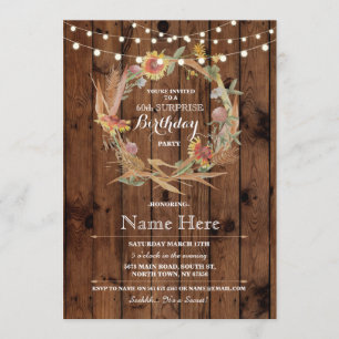 soixantième ou tout invitation floral en bois de
