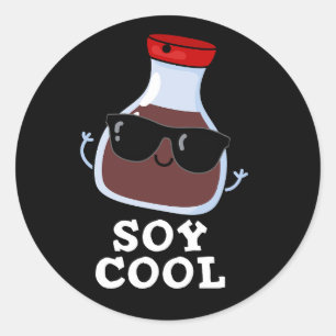 Soja Cool Funny Soy Sauce Pun Dark BG Runder Aufkleber