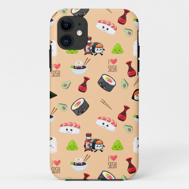 Soja in Liebe niedlich-gelb Kawaii Sushi Case-Mate iPhone Hülle (Rückseite)