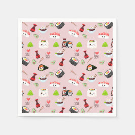 Soja in Liebe niedlich hellrosa Kawaii Sushi Serviette