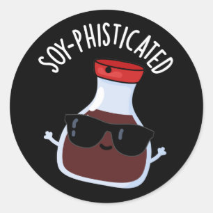 Soja-raffinierte Funny Soy Sauce Pun Dark BG Runder Aufkleber