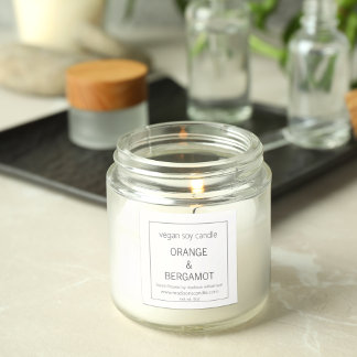 Sojakerze | Einfaches minimalistisches Grau & Weiß Quadratischer Aufkleber