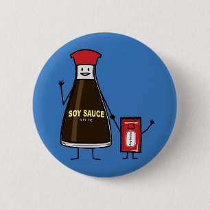 Sojasoßen-Flaschen-Paketkinderkinderwürze- Asiat Button