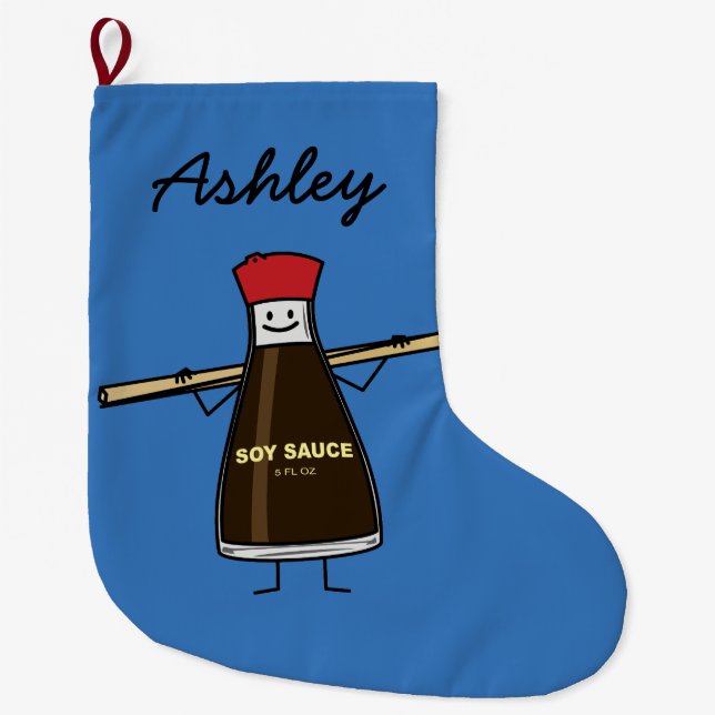 Sojasoßen-Flaschenwürze- Asiatsessstäbchen Großer Weihnachtsstrumpf (Vorderseite)