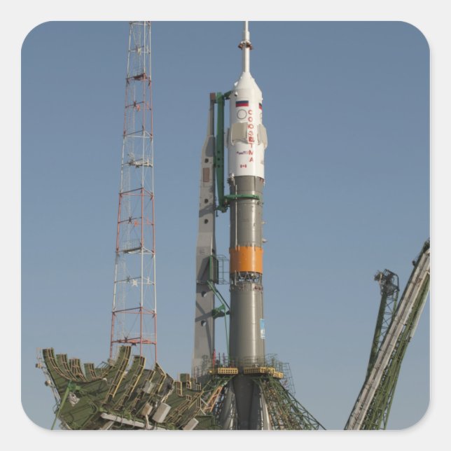 Sojus Rakete kurz nach der Ankunft Quadratischer Aufkleber (Vorderseite)