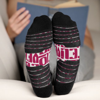 Sokken Rood met vrolijke tekst Socken