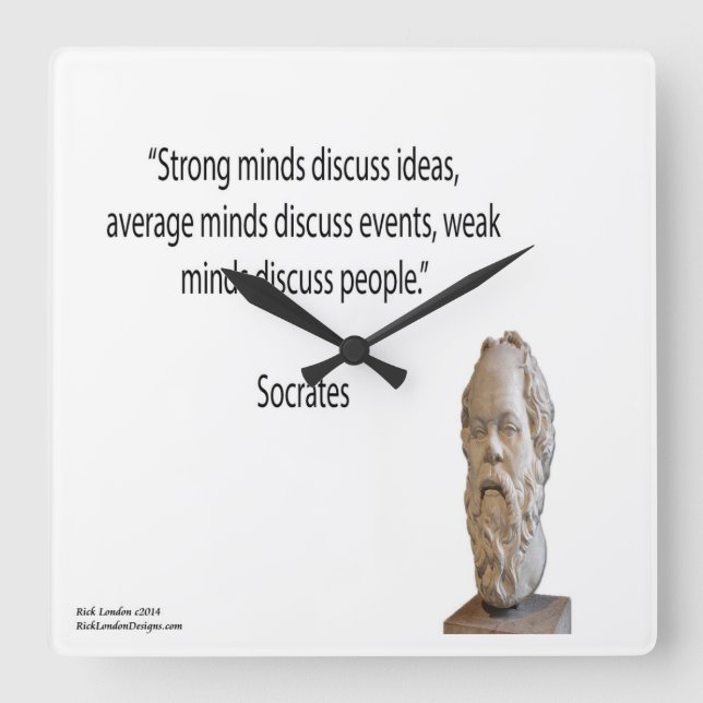 Sokrates & Strong Mindest Zitat Wall Clock Quadratische Wanduhr (Vorderseite)