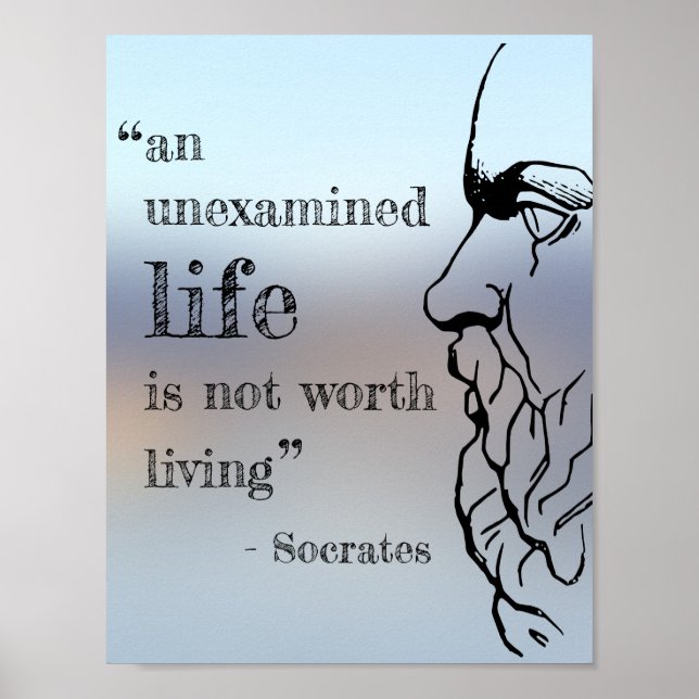 Sokrates' Zitat-Poster "Unverbesserliches Leben" Poster (Vorne)