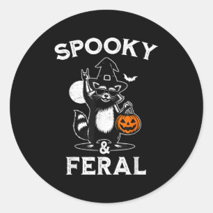 Soky and Ferry Halloween Raccoon Funny Runder Aufkleber