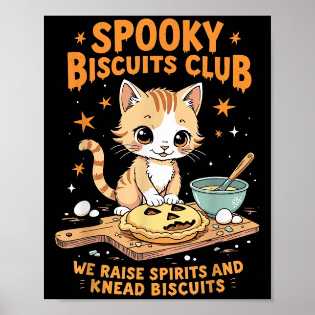 Soky Biscuits Club Cat Funny Halloween Backen Poster (Vorne)