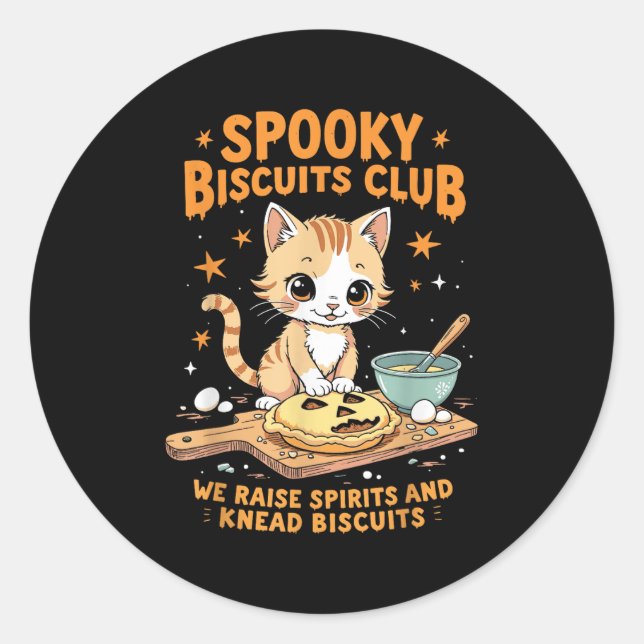 Soky Biscuits Club Cat Funny Halloween Backen Runder Aufkleber (Vorderseite)