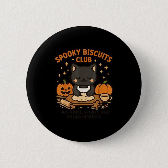 Soky Biscuits Club Cat Funny Halloween Baking Tee  Button (Vorderseite)