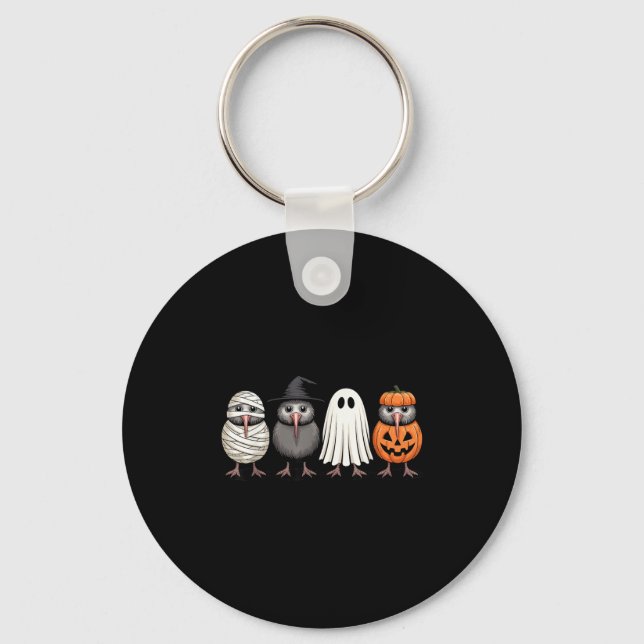 Soky Ghost Kiwi Bird Pumpkin Halloween Skeleton  Schlüsselanhänger (Vorderseite)