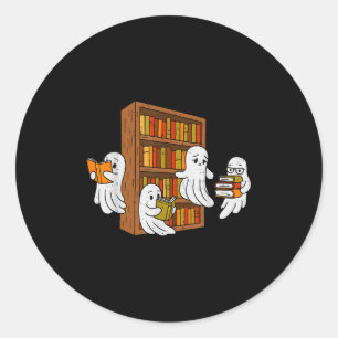 Soky Ghost Reading Books Halloween Library Bookwel Runder Aufkleber