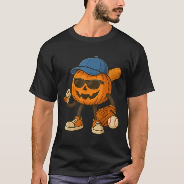 Soky Kürbislaterne Baseball Halloween Kostüme T-Shirt (Vorderseite)