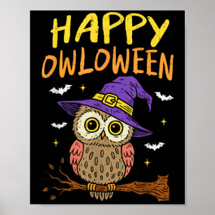Soky Owl Happy Owloween Witz Halloween Bird Poster