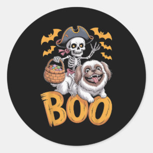 Soky Peke Kostüm auf Boo Pekingese Halloween Runder Aufkleber