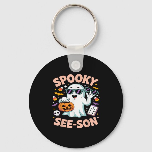 Soky See Son Optometrie Funny Ghost Halloween Cost Schlüsselanhänger (Vorderseite)