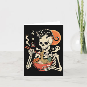 Soky Skelett aß Ramen Bowl mit KatzenHalloween Karte