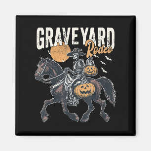 Soky Western Cowboy Skeleton Rodeo Pumpkin Hallowe Magnet