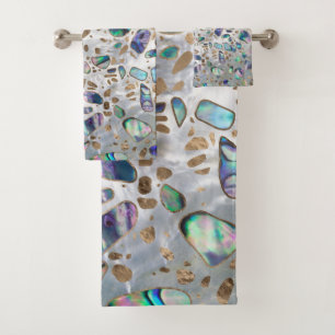 Sol de mosaïque - perle et or #3 d'ormeau de
