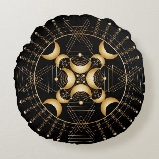 Solaire Plexus Chakra Shadow Mandala Coussin rond