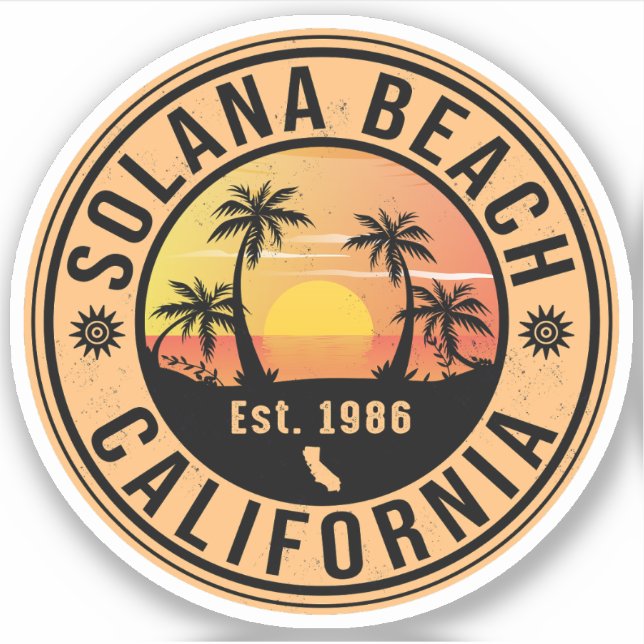 Solana Beach California Vintag Souvenirs 60er Aufkleber (Vorderseite)