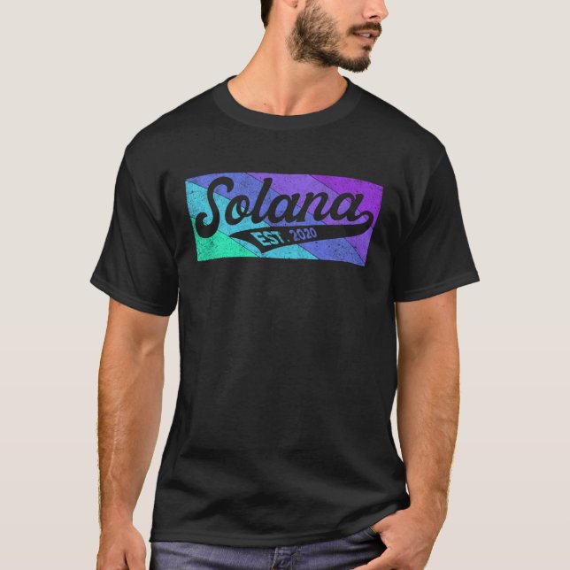 Solana SOL Script Bold Font Retro Solana Crypto T-Shirt (Vorderseite)