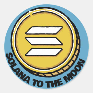 SOLANA TO MOON Geschenkkryptotikett für Freund Runder Aufkleber