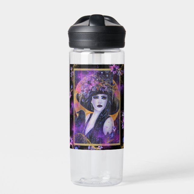 Solania Halloween Hexe mit Raven by Renee L Trinkflasche (Vorderseite)