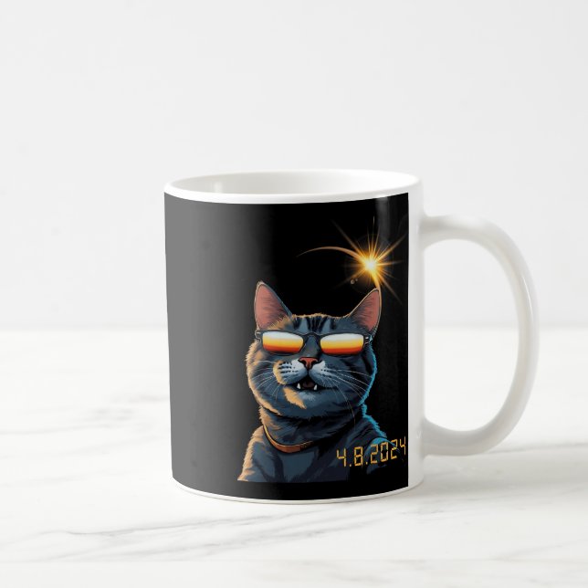 Solar 2024 Eclipse Cat Wearing Eclipse Glasses 1 Kaffeetasse (Rechts)