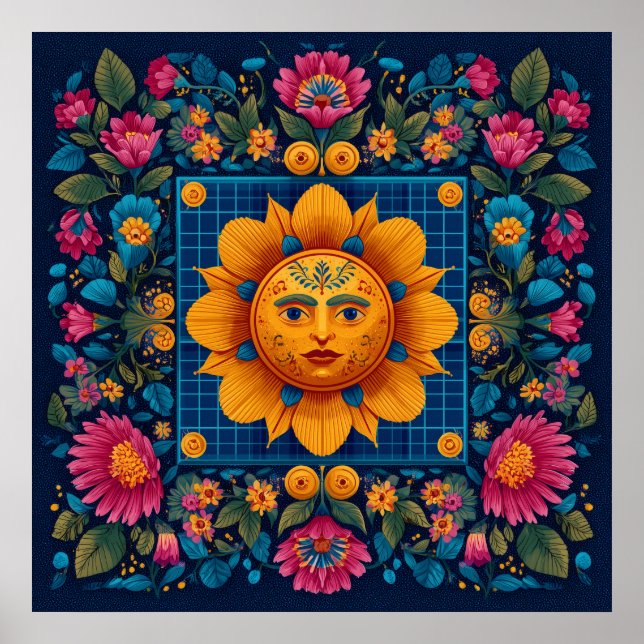 Solar Bloom - Folk Art Solarpunk Poster (Vorne)
