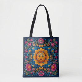 Solar Bloom - Folk Art Solarpunk-Tasche Tasche