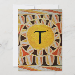 SOLAR CHAMPAGNE MONOGRAMM, gelb orange schwarz rot Einladung