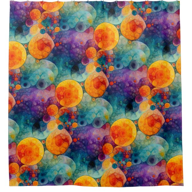 Solar Drift Vibrant Fractal Art Abstract Pattern Duschvorhang (Vorderseite)