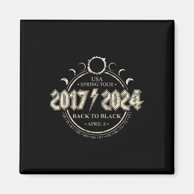 Solar Eclipse 2017-2024 Zurück zu schwarzen US-Frü Magnet (Vorne)