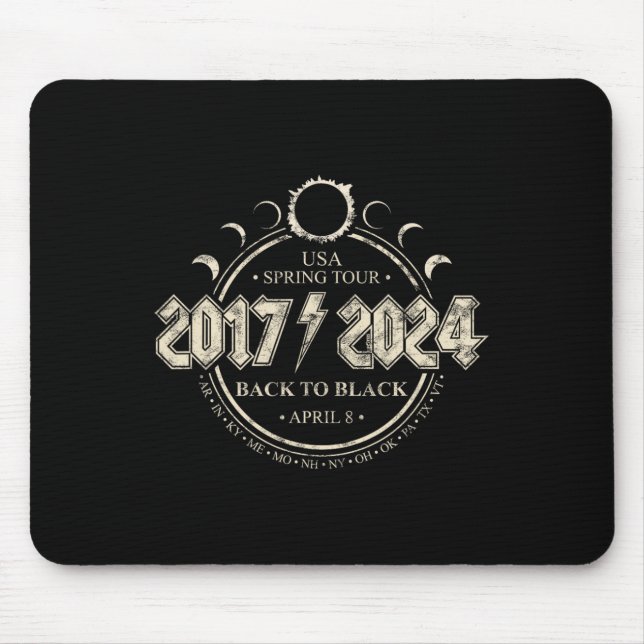Solar Eclipse 2017-2024 Zurück zu schwarzen US-Frü Mousepad (Vorne)