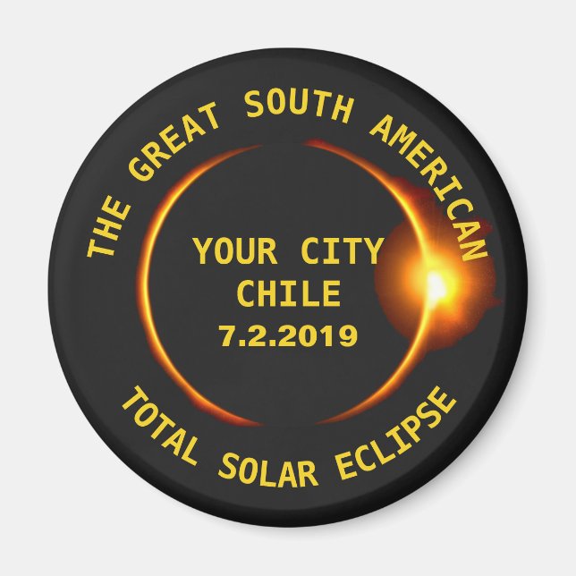 Solar Eclipse 2019 Chile Südamerika Magnet (Vorne)