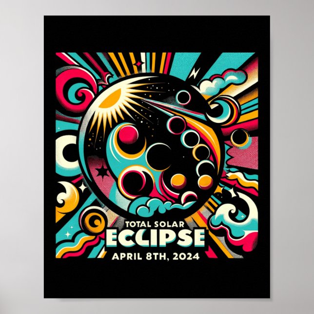 Solar Eclipse 2024 04,08,24 Eclipse Mens Womens Ki Poster (Vorne)