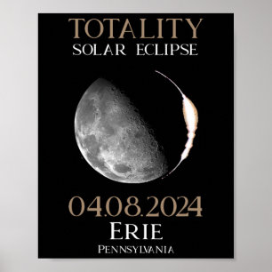 Solar Eclipse 2024 04,08,24 Erie Pennsylvania Poster